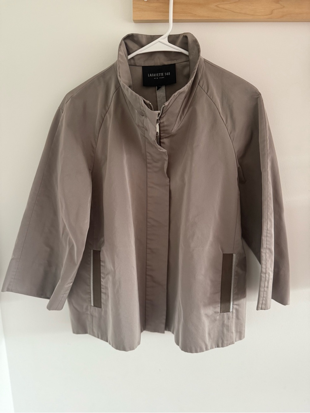 Lafayette 148 New York Medium Taupe Lightweight Zip-Up Jacket